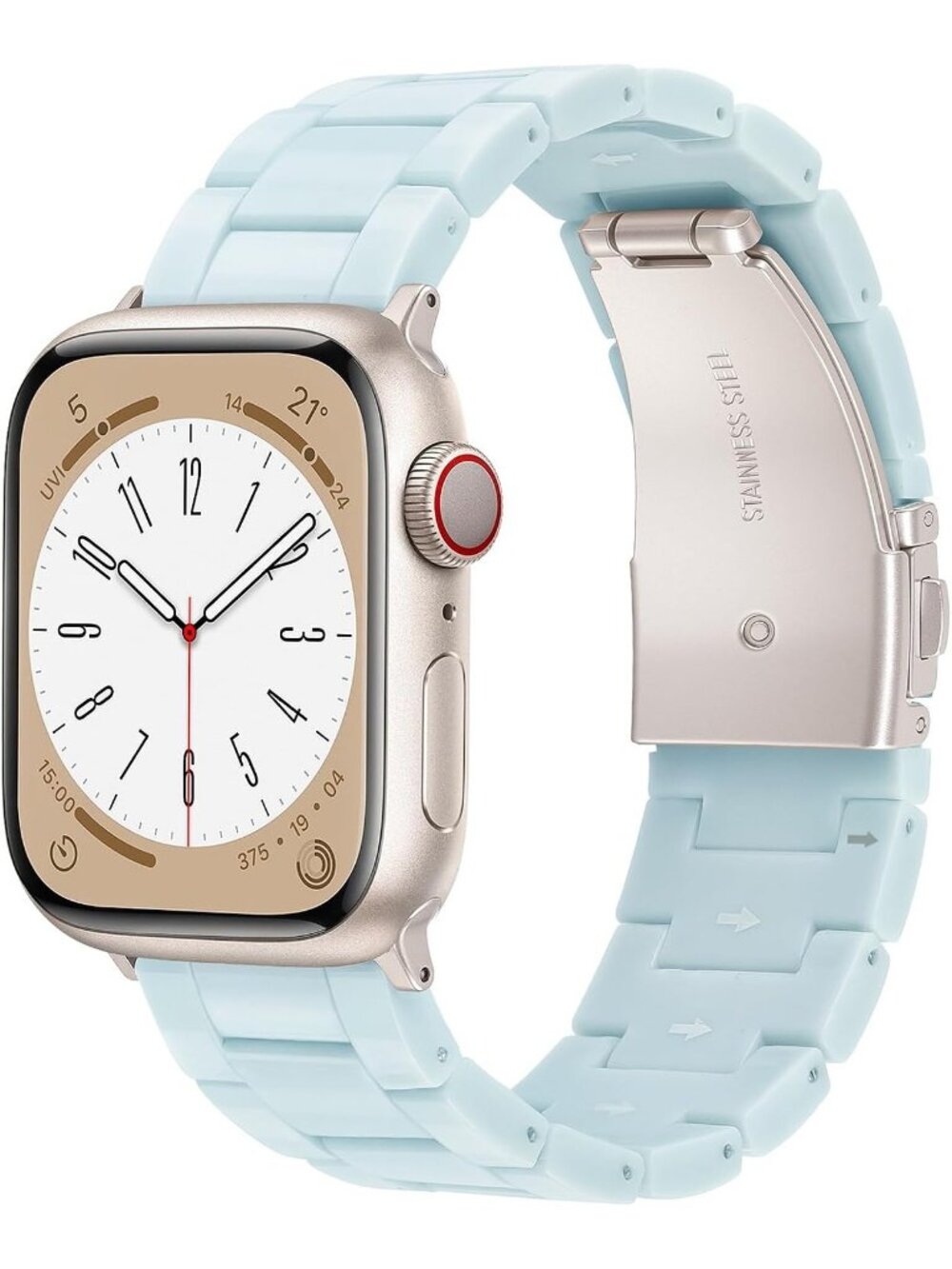 Women's Mint Blue Featherlight Resin Apple Band Lightweight Fashion Wrist Watch
